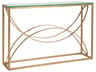 Metal Designs Ellipse Rectangular Glass Gold Leaf Console Table