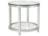 Metal Designs Per Se Round Glass Antique Silver Leaf End Table