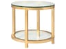 Metal Designs Per Se Round Glass Antique Gold Leaf End Table