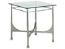 Metal Designs Bruno Square Glass Silver Leaf End Table