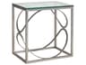 Metal Designs Ellipse Rectangular Glass Silver Leaf End Table