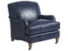 Upholstery Sydney Rolling Blue Leather Accent Chair