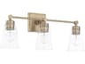 3-Light Aged Brass Glass Vanity Light