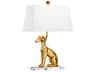 Left Facing Antique Gold Leaf Table Lamp