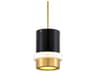 Beckenham 1-Light Vintage Polished Brass Black Glass Cylinder Mini Pendant