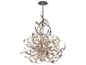 Graffiti 6-Light Pendant Chandelier in Silver Leaf and Polished Stainless