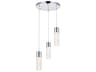 Constellation 3-Light Chrome Clear Glass LED Cylinder Mini Pendant