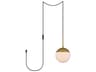 Eclipse 1-Light Brass And Frosted White Glass Globe Mini Pendant