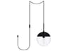 Eclipse 1-Light Black And Clear Glass Globe Mini Pendant