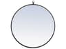 Round Wall Mirror Black Metal Frame 24-Inch