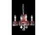 Rococo 4-Light Red Clear Crystal Glass Candelabra Chandelier