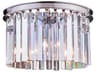 Sydney 3-Light Polished Nickel Clear Crystal Drum Flush Mount