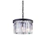 Sydney 3-Light Matte Black Clear Crystal Drum Pendant
