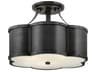 Chance 3-Light Blackened Brass Glass Geometric Semi Flush Mount