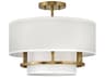 Graham 3-Light Lacquered Brass White Drum Semi Flush Mount