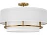 Graham 4-Light Lacquered Brass White Drum Semi Flush Mount
