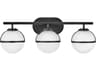 Hollis 3-Light Black Glass LED Vanity Light