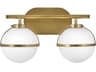 Hollis 2-Light Heritage Brass Glass LED Vanity Light