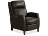 Declan Power Brindisi Trinita Dark Wood Black Leather Recliner with Headrest