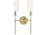 Amherst 2-Light Aged Brass White Crystal Wall Sconce