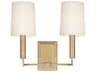 Clinton 2-Light Aged Brass Off White Wall Sconce