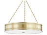 Gaines 6-Light Aged Brass Glass LED Drum Pendant
