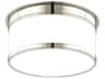 Geneva 1-Light Polished Nickel Glass Drum Flush Mount