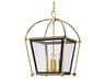 Hollis 4-Light Aged Brass Clear Glass Candelabra Lantern Chandelier