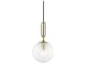 Jewett 1-Light Aged Brass Glass Globe Round Mini Pendant
