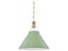 Painted No 2 Pendant Light Aged Brass and Leaf Green