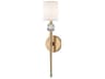 Rockland 1-Light Aged Brass White Crystal Glass Wall Sconce