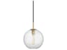 Rousseau 1-Light Aged Brass Clear Glass Mini Pendant