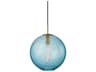 Rousseau 1-Light Aged Brass Blue Glass Pendant