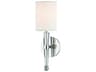 Volta 1-Light Polished Nickel White Crystal Wall Sconce