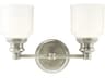 Windham 2-Light Satin Nickel Off White Glass Vanity Light