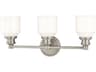 Windham 3-Light Satin Nickel Off White Glass Vanity Light