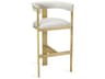 Darcy Leather Bar Stool in Cream and Shiny Brass