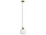 Avery 1-Light Natural Brass Glass Globe Round Mini Pendant