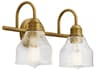 Avery 2-Light Natural Brass Glass Vanity Light