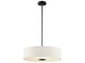 3-Light Black Glass Drum Round Pendant