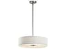 3-Light Brushed Nickel Glass Drum Round Pendant