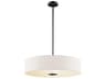 3-Light Black Glass Drum Round Pendant