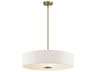 3-Light Classic Bronze Glass Drum Round Pendant