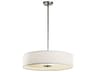 3-Light Brushed Nickel Glass Drum Round Pendant