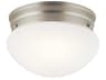Ceiling Space 1-Light Brushed Nickel Bowl Round Flush Mount