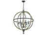 Evan 6-Light Distressed Antique Gray Candelabra Round Chandelier