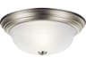 2-Light Brushed Nickel Glass Bowl Round Flush Mount