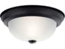 2-Light Black Glass Bowl Round Flush Mount