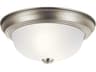 2-Light Brushed Nickel Glass Bowl Round Flush Mount