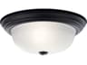 2-Light Black Glass Bowl Round Flush Mount